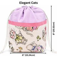 Thumbnail for Stylish 9 Pocket Drawstring Project Bag | Elegant Cats