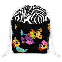 Thumbnail for Stylish 9 Pocket Drawstring Project Bag | Zebra Calipso Dogs