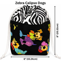 Thumbnail for Stylish 9 Pocket Drawstring Project Bag | Zebra Calipso Dogs