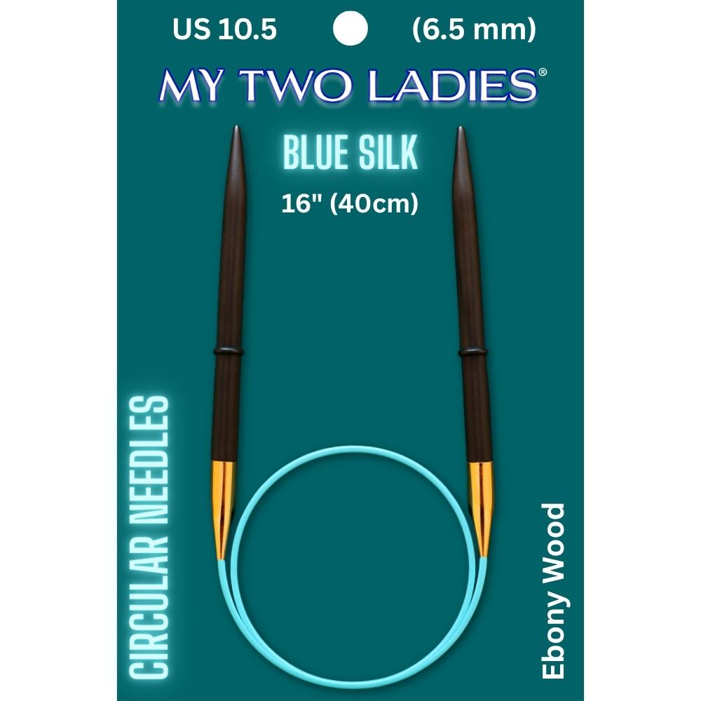 Blue Silk | 16" Circular Knitting Needles | Ebony | 9 Sizes