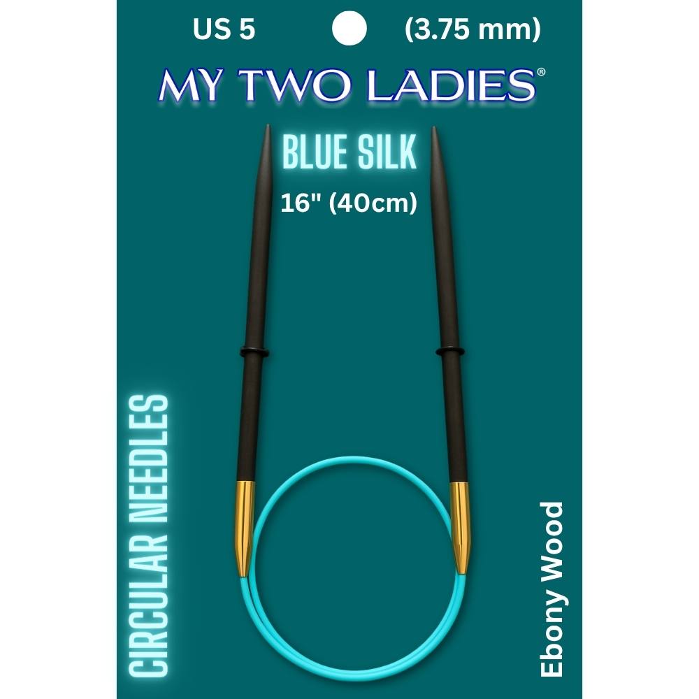 Blue Silk | 16" Circular Knitting Needles | Ebony | 9 Sizes