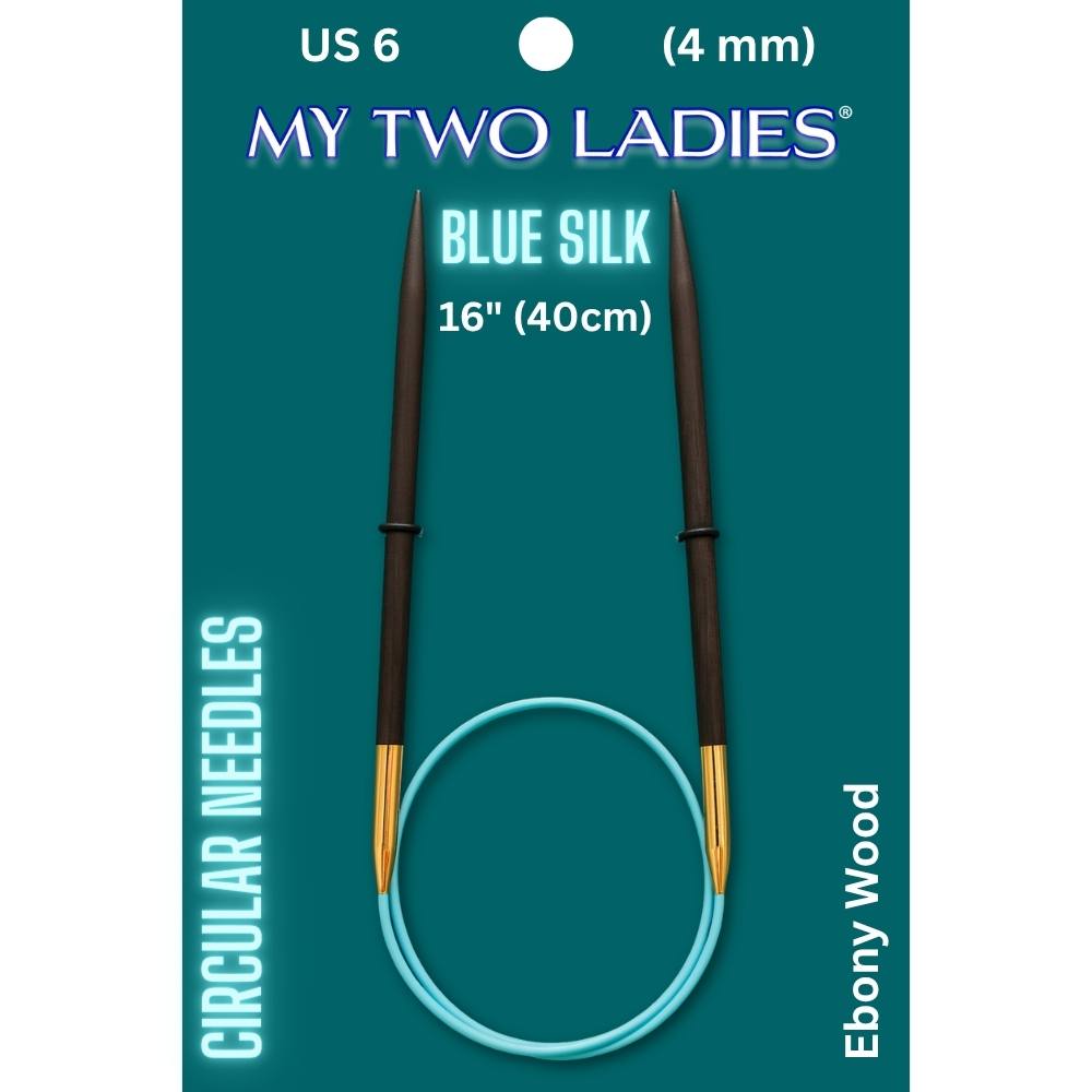 Blue Silk | 16" Circular Knitting Needles | Ebony | 9 Sizes