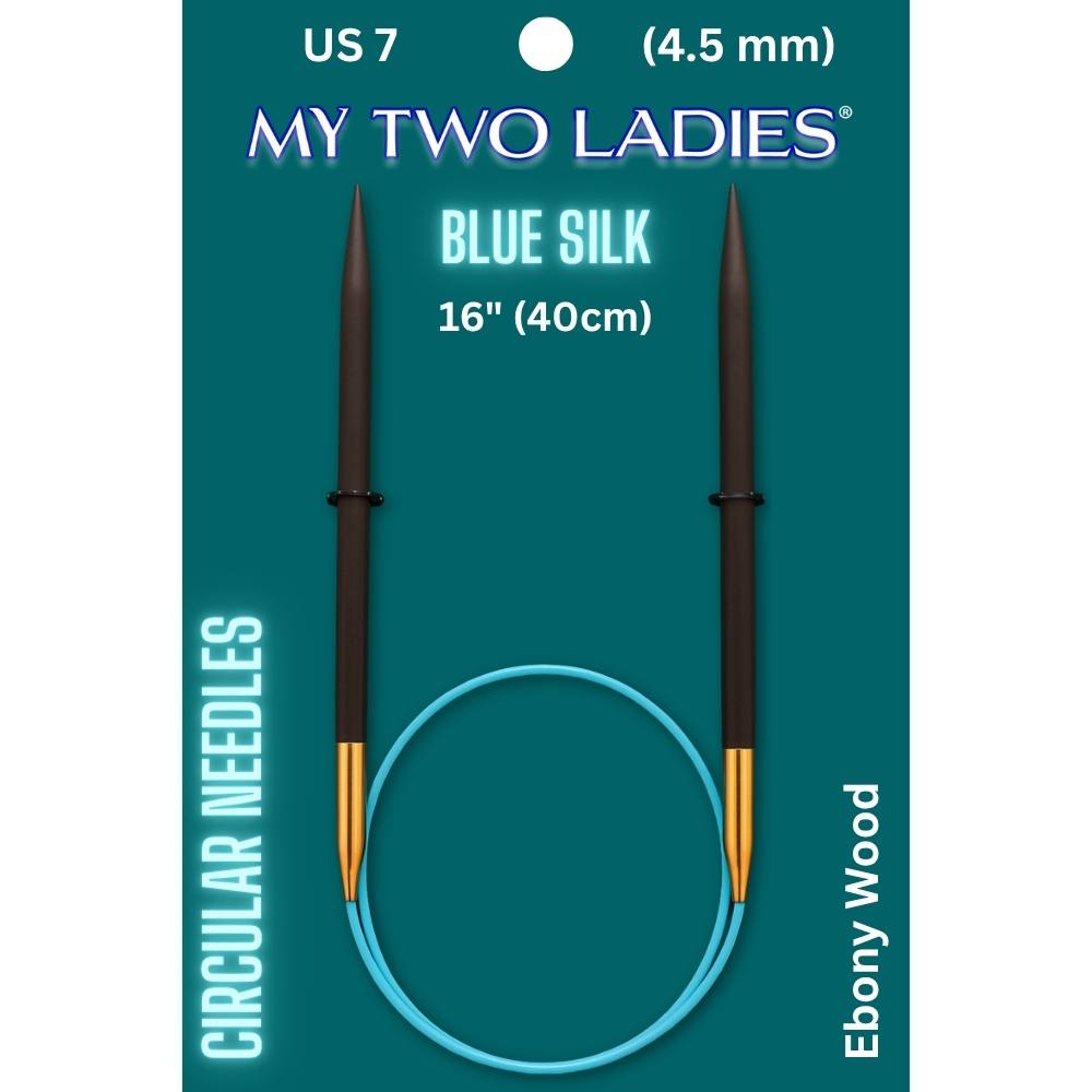 Blue Silk | 16" Circular Knitting Needles | Ebony | 9 Sizes