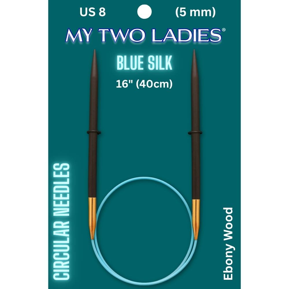 Blue Silk | 16" Circular Knitting Needles | Ebony | 9 Sizes