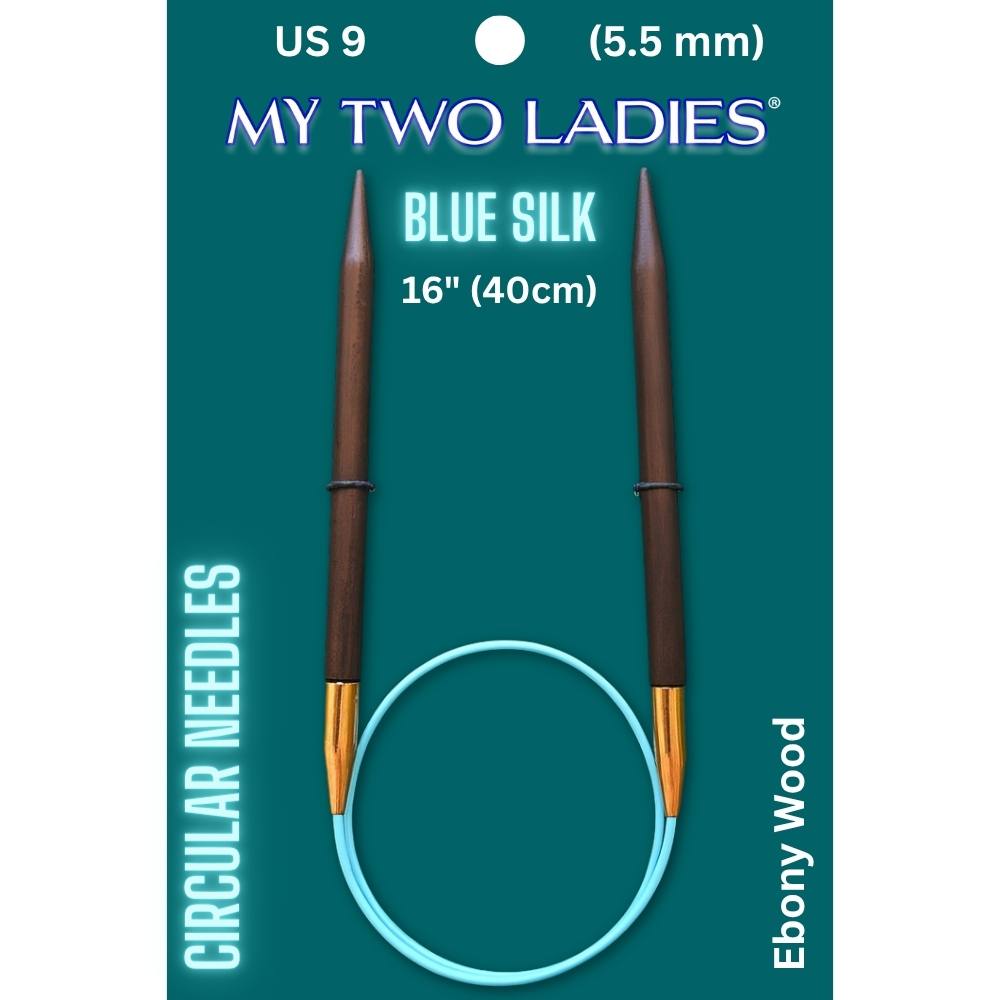 Blue Silk | 16" Circular Knitting Needles | Ebony | 9 Sizes