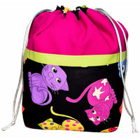 Thumbnail for Stylish 9 Pocket Drawstring Project Bag | Black Cool Cats
