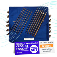 Thumbnail for Ultimate Blue Silk Tunisian Adjustable Crochet Hook Set | 12 Sizes | w/custom case