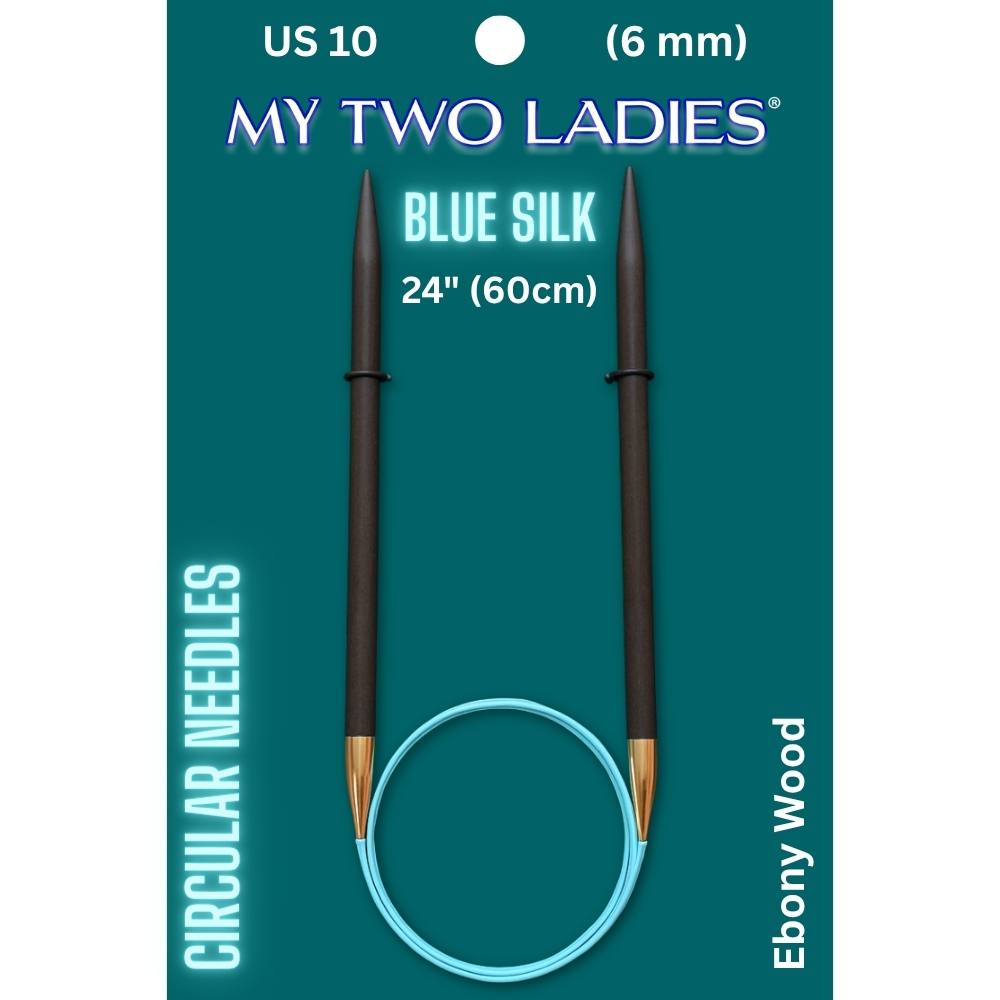 Blue Silk | 24" Circular Knitting Needles | Ebony | 9 Sizes