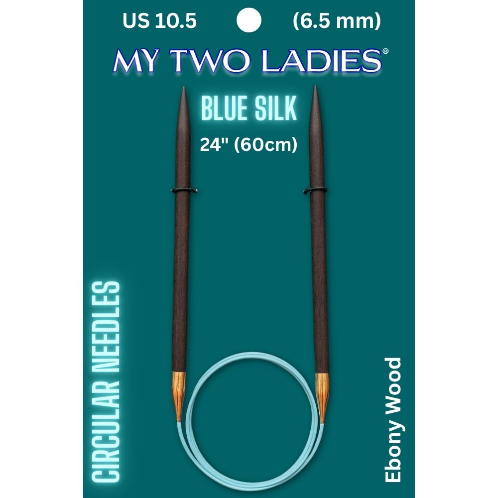 Blue Silk | 24" Circular Knitting Needles | Ebony | 9 Sizes