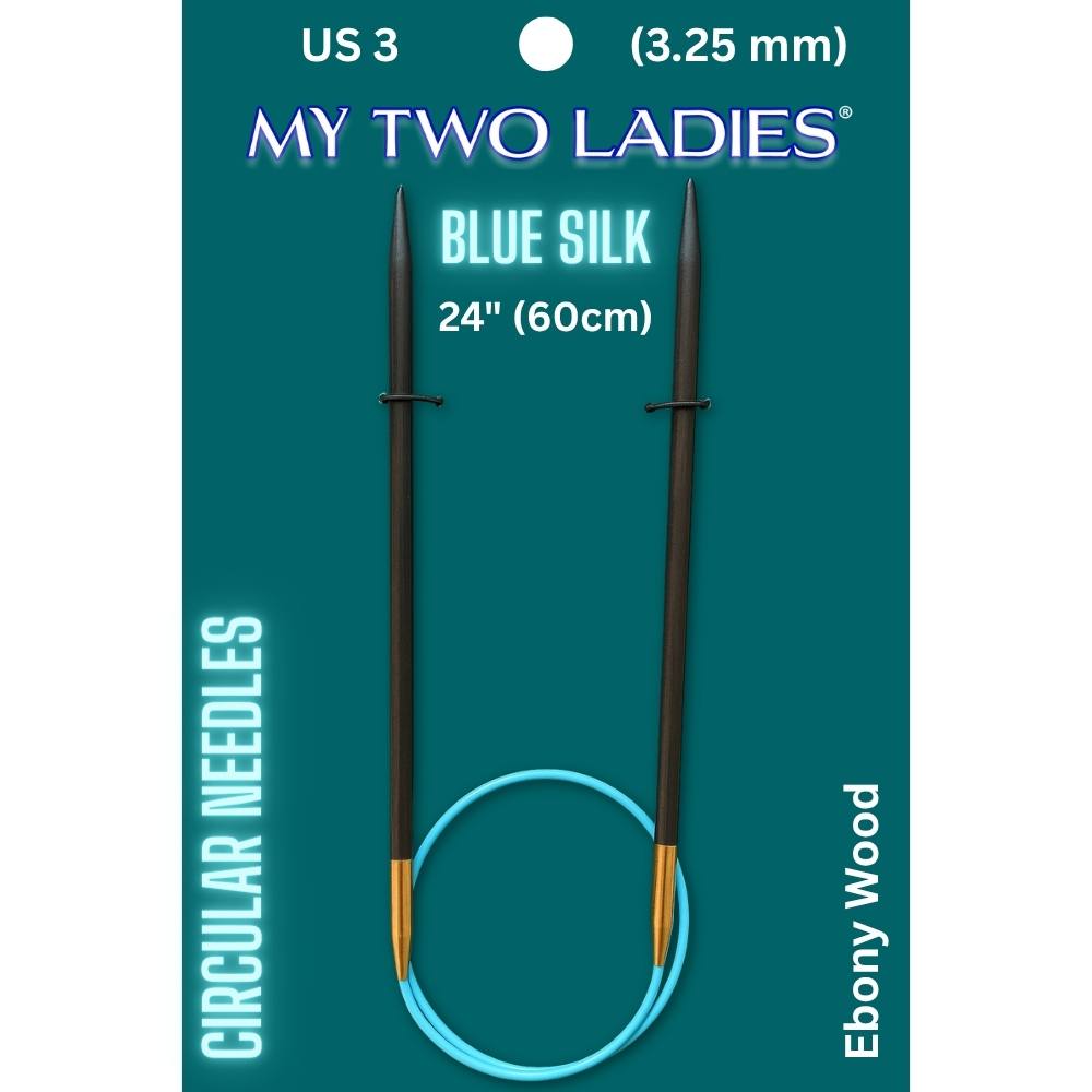 Blue Silk | 24" Circular Knitting Needles | Ebony | 9 Sizes