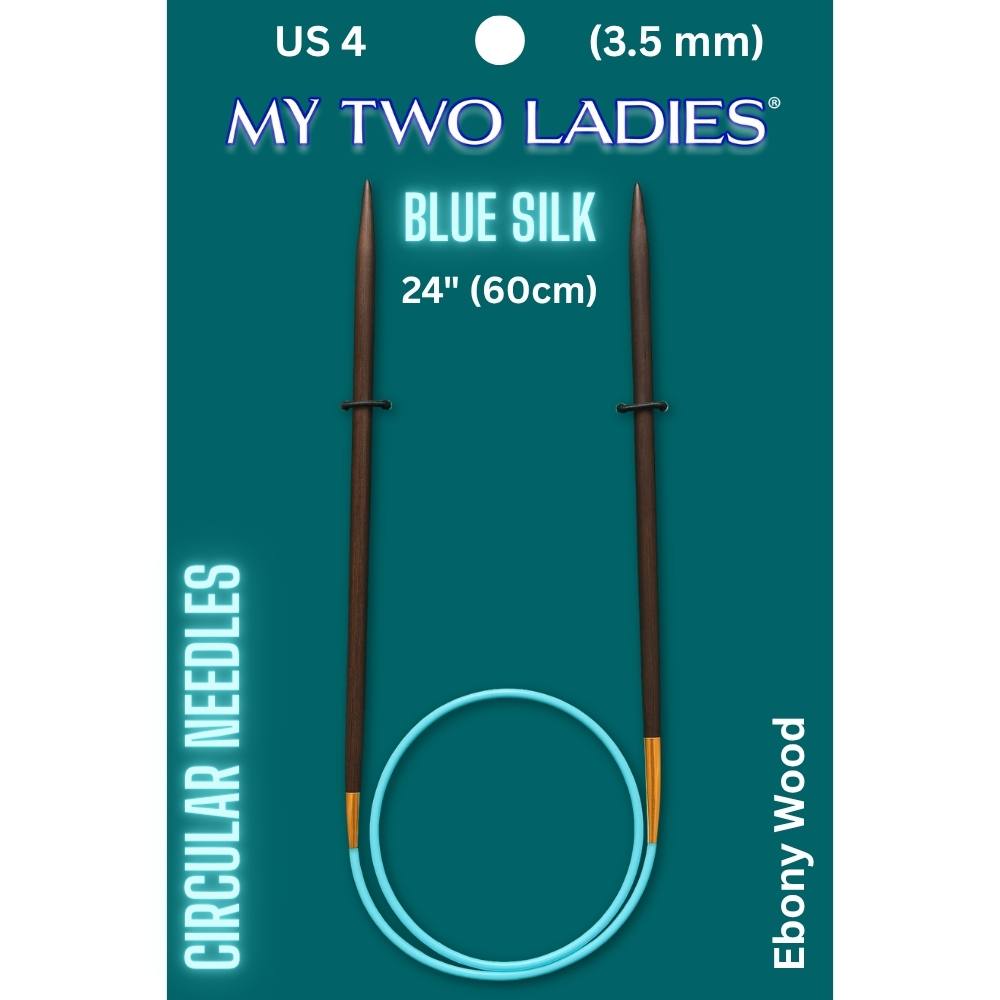 Blue Silk | 24" Circular Knitting Needles | Ebony | 9 Sizes