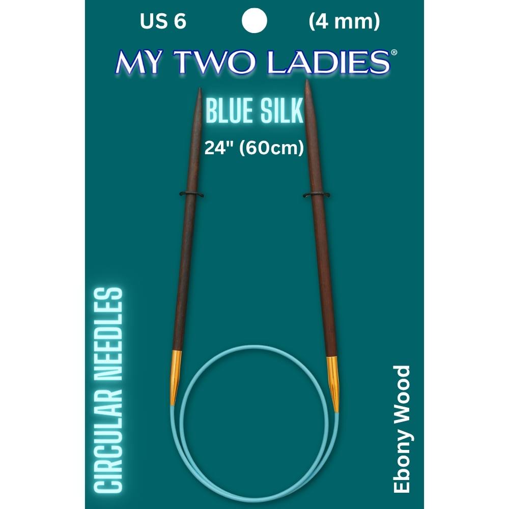 Blue Silk | 24" Circular Knitting Needles | Ebony | 9 Sizes