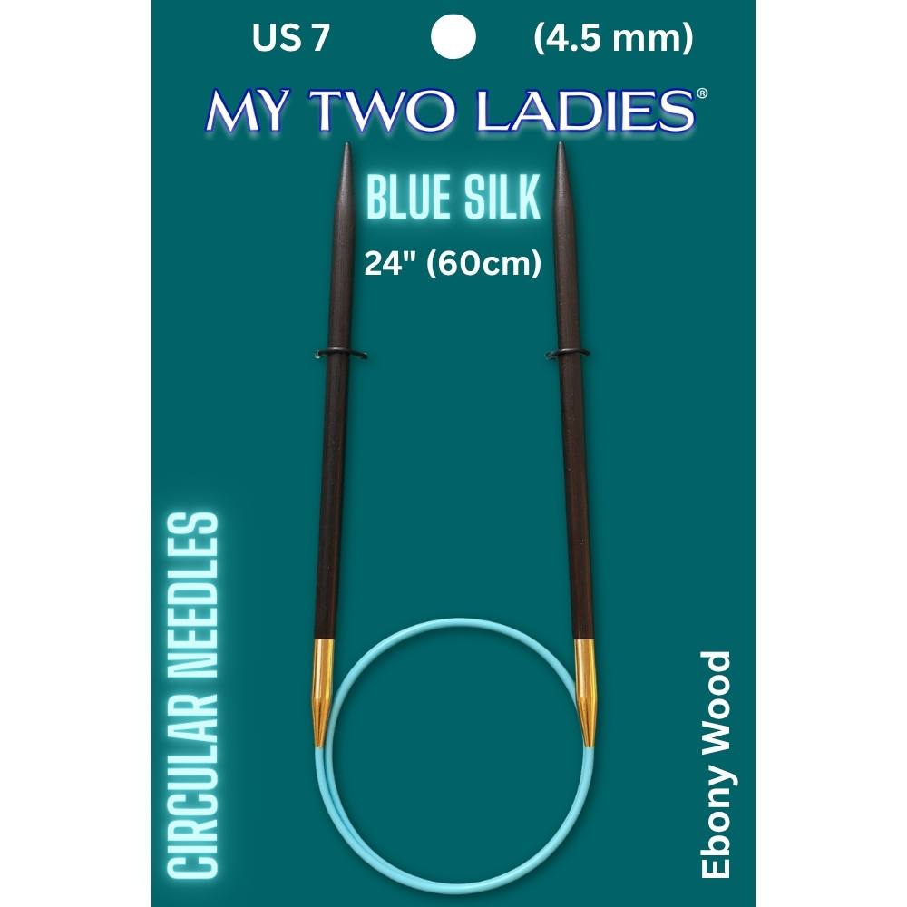 Blue Silk | 24" Circular Knitting Needles | Ebony | 9 Sizes