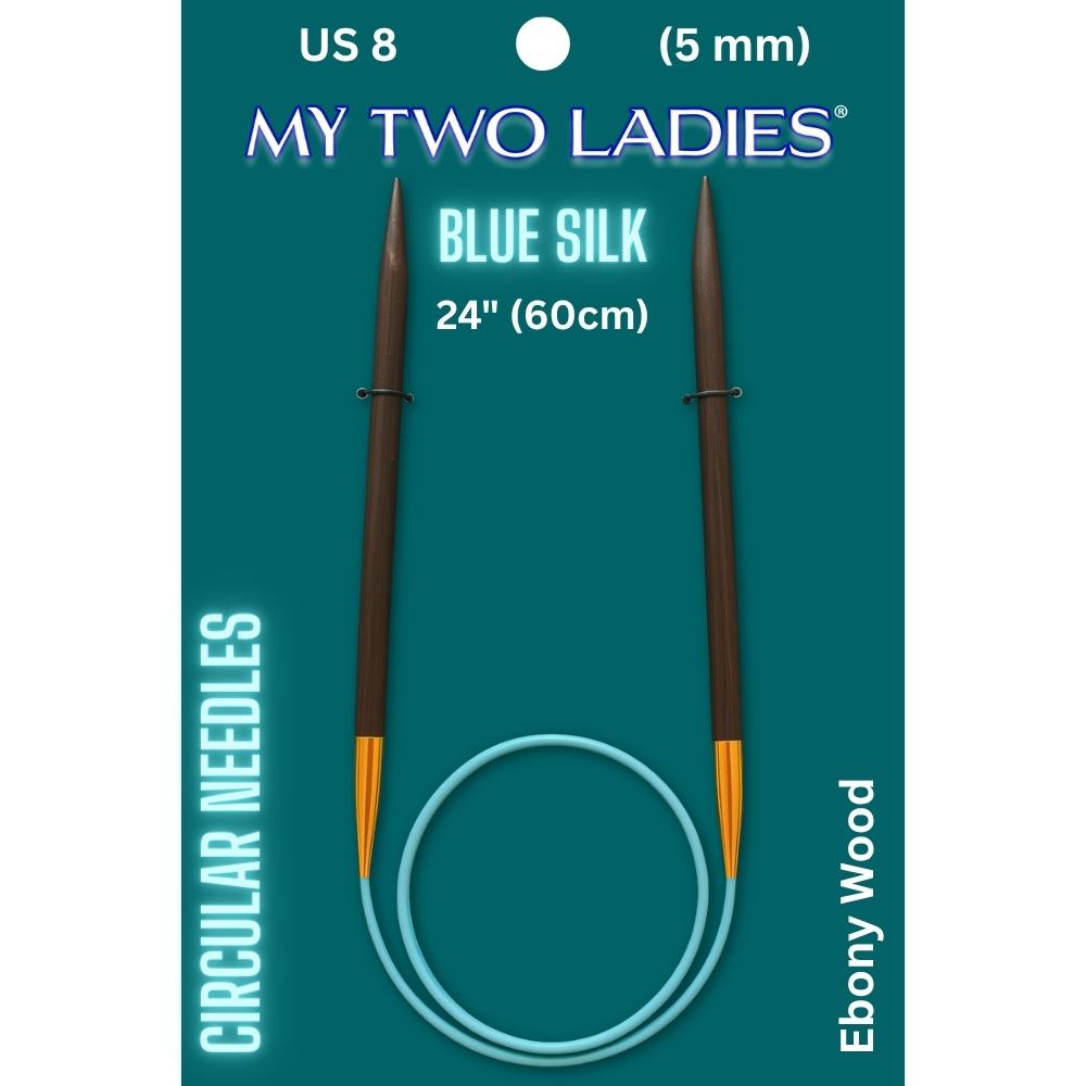 Blue Silk | 24" Circular Knitting Needles | Ebony | 9 Sizes
