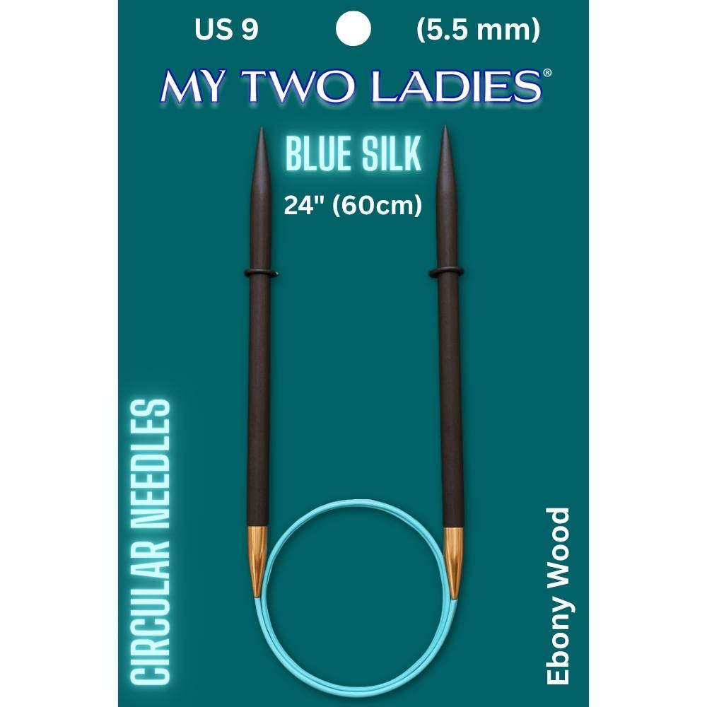 Blue Silk | 24" Circular Knitting Needles | Ebony | 9 Sizes