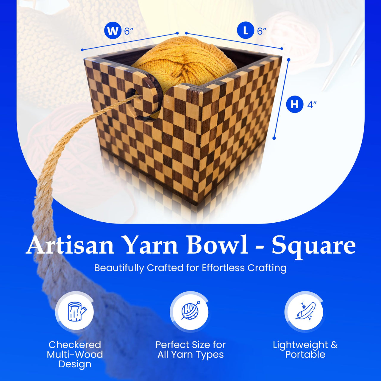 Artisan Yarn Bowl | Square