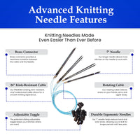 Thumbnail for Blue Silk | Fine-Medium Set |  Adjustable Knitting Needles  | 4 SIZES | US5, US6, US7, US8 | w/custom case