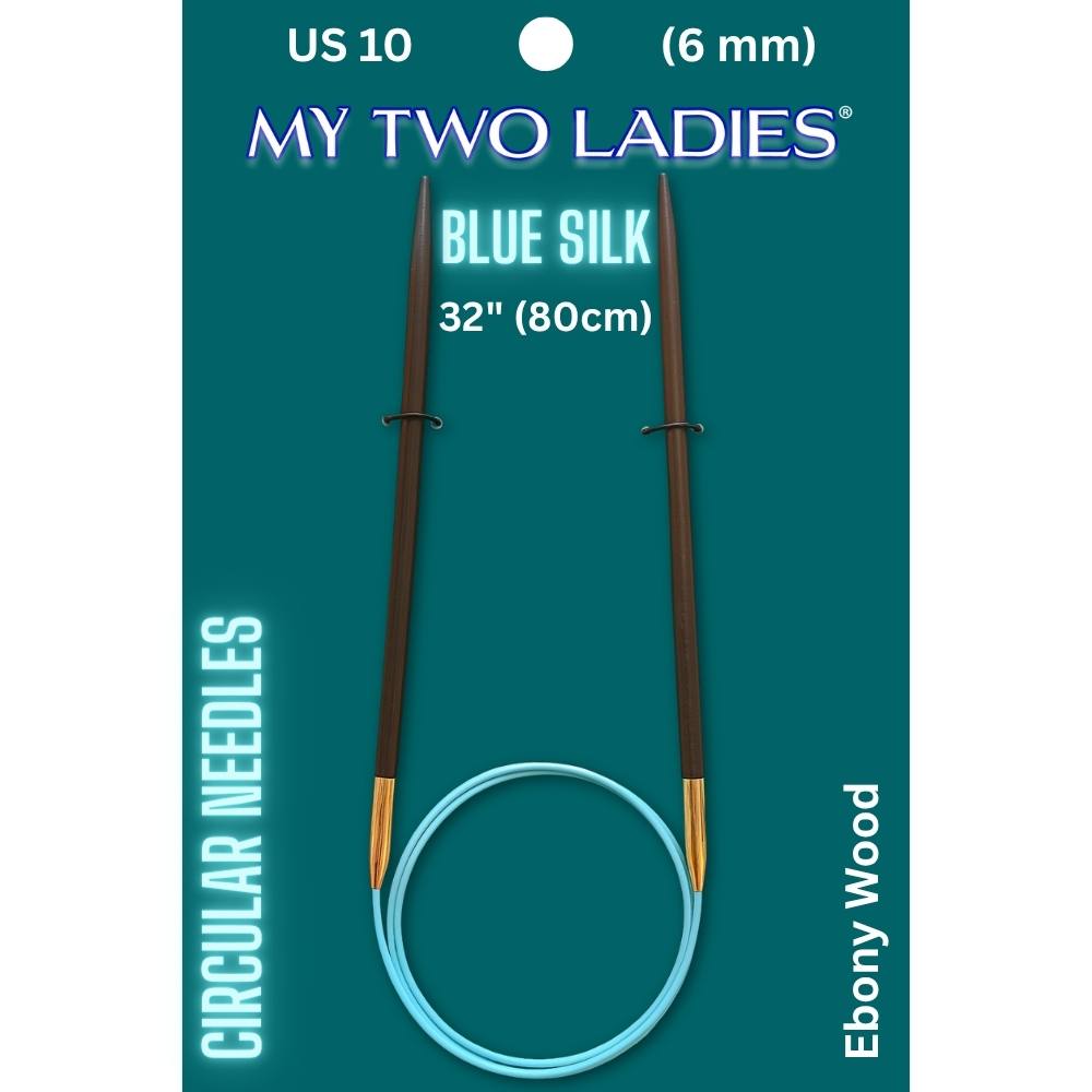 Blue Silk | 32" Circular Knitting Needles | Ebony | 9 Sizes