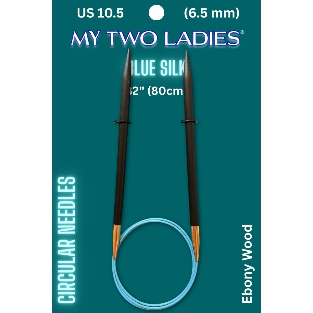 Blue Silk | 32" Circular Knitting Needles | Ebony | 9 Sizes