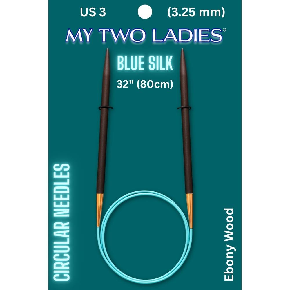 Blue Silk | 32" Circular Knitting Needles | Ebony | 9 Sizes