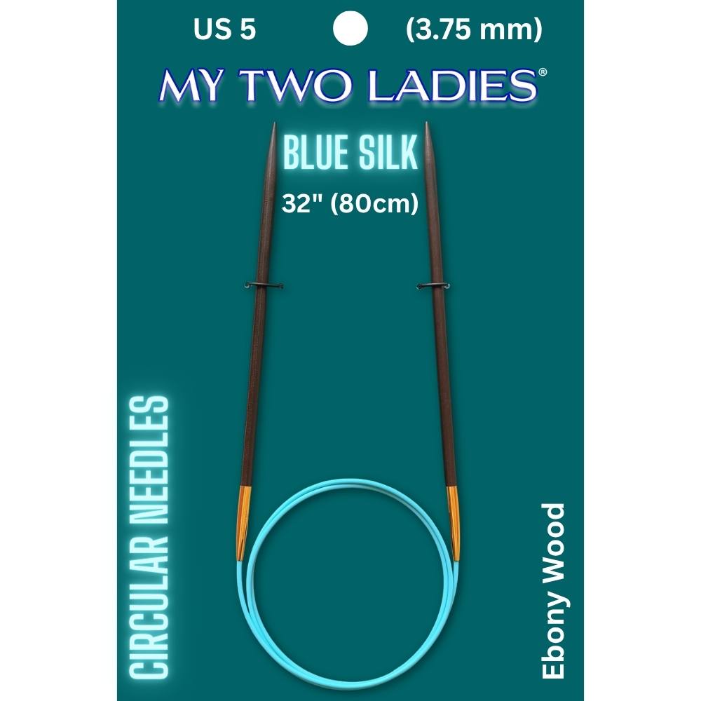 Blue Silk | 32" Circular Knitting Needles | Ebony | 9 Sizes