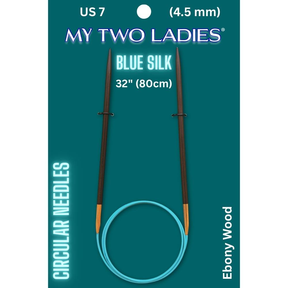 Blue Silk | 32" Circular Knitting Needles | Ebony | 9 Sizes