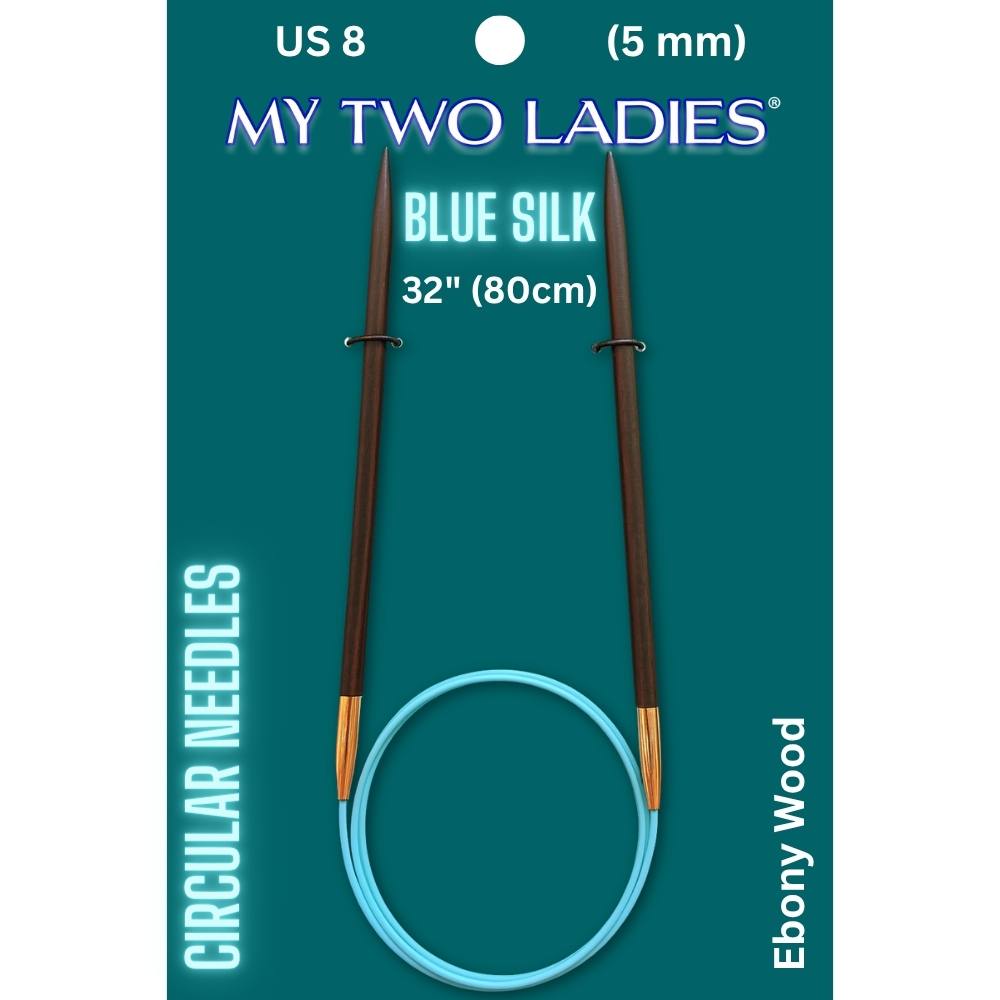 Blue Silk | 32" Circular Knitting Needles | Ebony | 9 Sizes