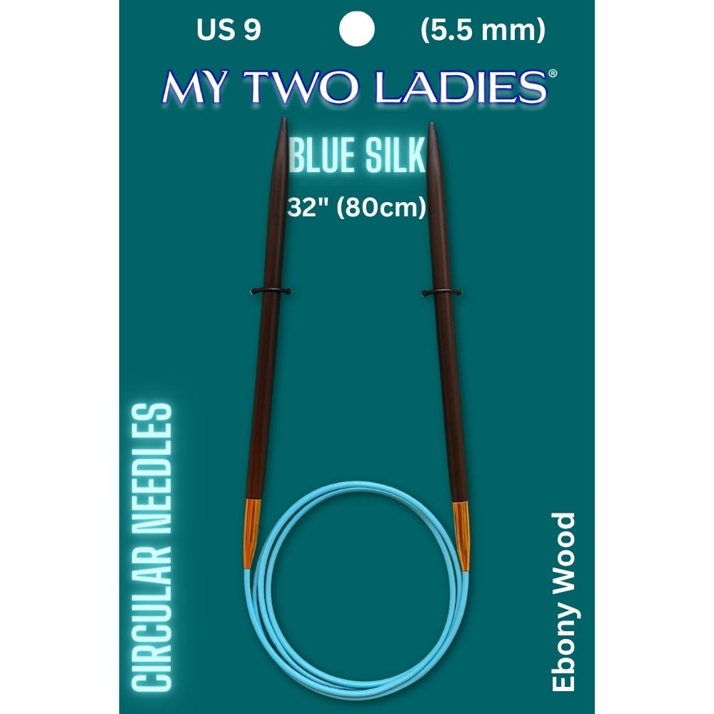 Blue Silk | 32" Circular Knitting Needles | Ebony | 9 Sizes