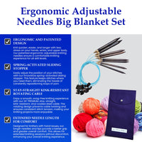 Thumbnail for Blue Silk | Big Blanket Set | Adjustable Knitting Needles | 4 SIZES | US13, US15, US17, US19 | w/custom case