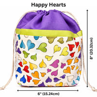 Thumbnail for Stylish 9 Pocket Drawstring Project Bag | Happy Hearts