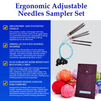 Thumbnail for Blue Silk | Sampler Set | Adjustable Knitting Needles | 4 SIZES | US6, US8, US13, US17 | w/custom case