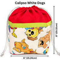 Thumbnail for Stylish 9 Pocket Drawstring Project Bag | Calipso White Dogs