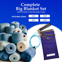 Thumbnail for Blue Silk | Big Blanket Set | Adjustable Knitting Needles | 4 SIZES | US13, US15, US17, US19 | w/custom case