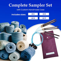 Thumbnail for Blue Silk | Sampler Set | Adjustable Knitting Needles | 4 SIZES | US6, US8, US13, US17 | w/custom case