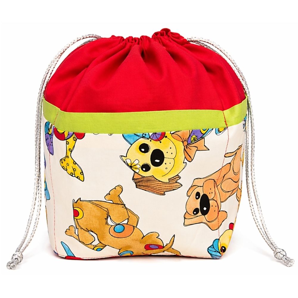 Stylish 9 Pocket Drawstring Project Bag | Calipso White Dogs