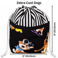Thumbnail for Stylish 9 Pocket Drawstring Project Bag | Zebra Cool Dogs