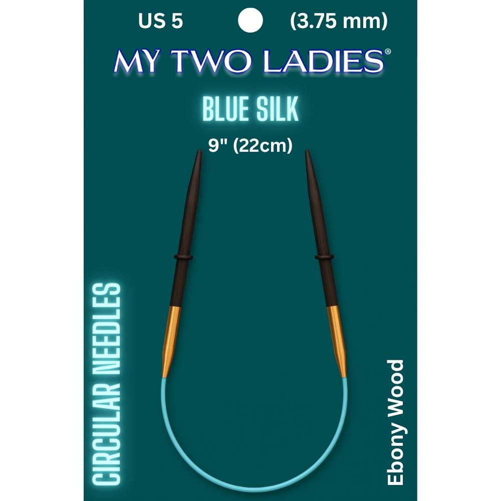 Blue Silk | 9" Circular Knitting Needles | Ebony | 6 Sizes