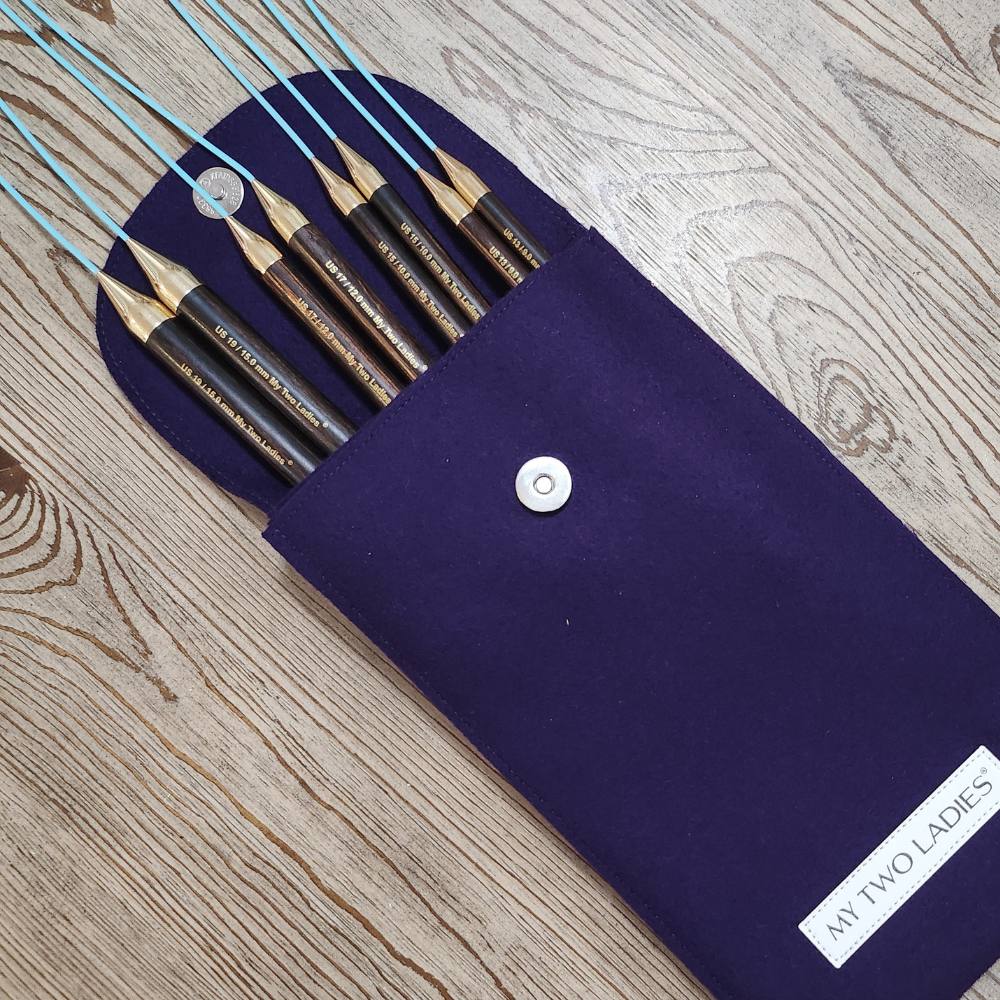 Blue Silk | Big Blanket Set | Adjustable Knitting Needles | 4 Sizes | US13, US15, US17, US19 | w/custom case