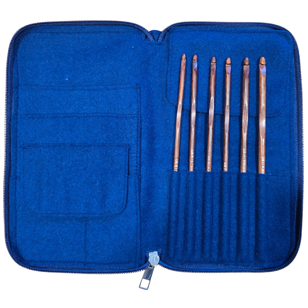 Crochet Hook Set | Rosewood | Sizes E, F, G, 7, H, I | w/custom case