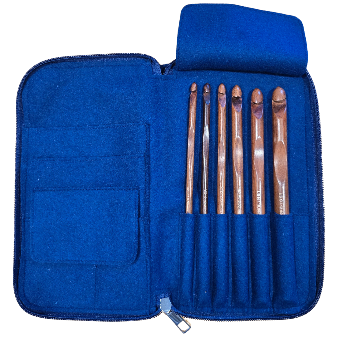 Crochet Hook Set | Rosewood | Sizes J, K, L, M, N, O | w/custom case