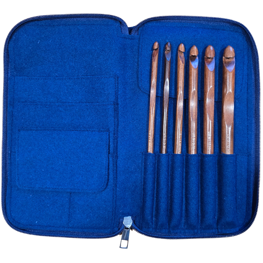 Crochet Hook Set | Rosewood | Sizes J, K, L, M, N, O | w/custom case