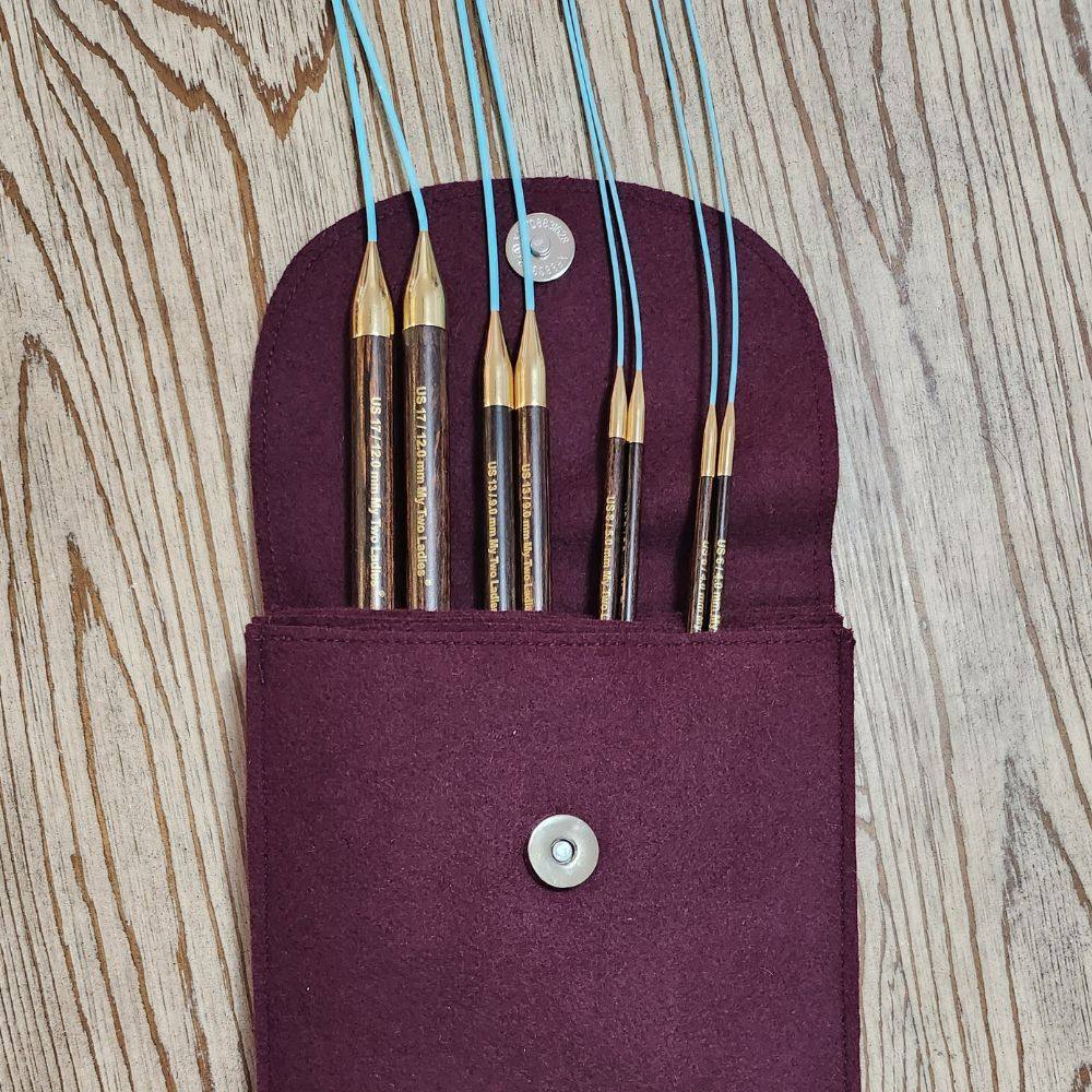 Blue Silk | Sampler Set | Adjustable Knitting Needles | 4 Sizes | US6, US8, US13, US17 | w/custom case