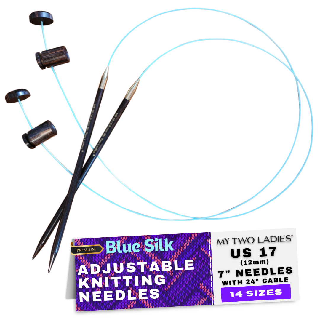 Blue Silk | Adjustable Knitting Needles | 14 Sizes