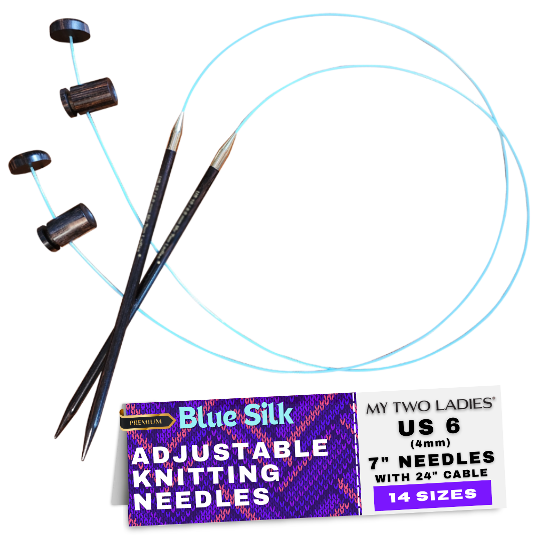 Blue Silk | Adjustable Knitting Needles | 14 Sizes