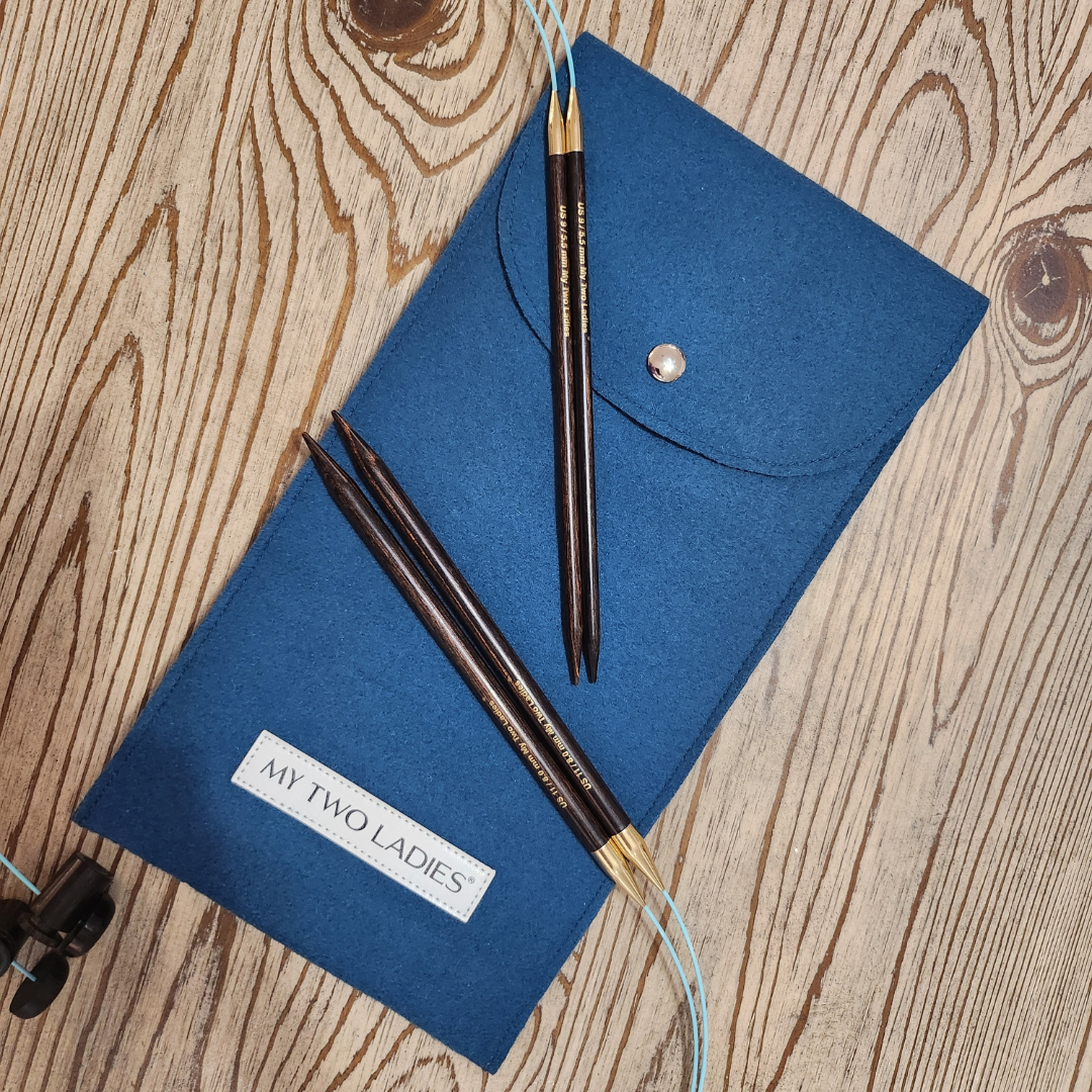 Blue Silk | Duo Set | Adjustable Knitting Needles | w/Case