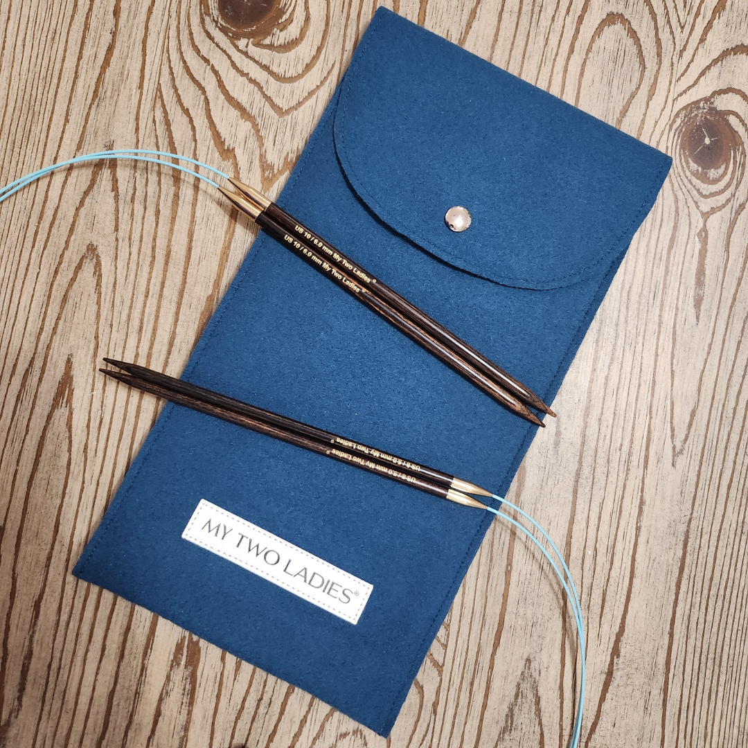 Blue Silk | Duo Set | Adjustable Knitting Needles | w/Case