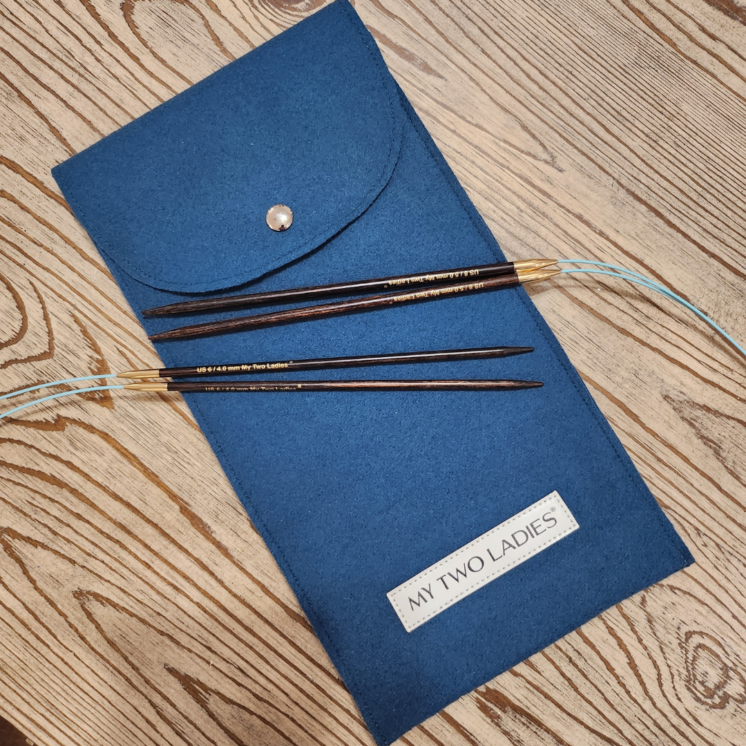 Blue Silk | Duo Set | Adjustable Knitting Needles | w/Case