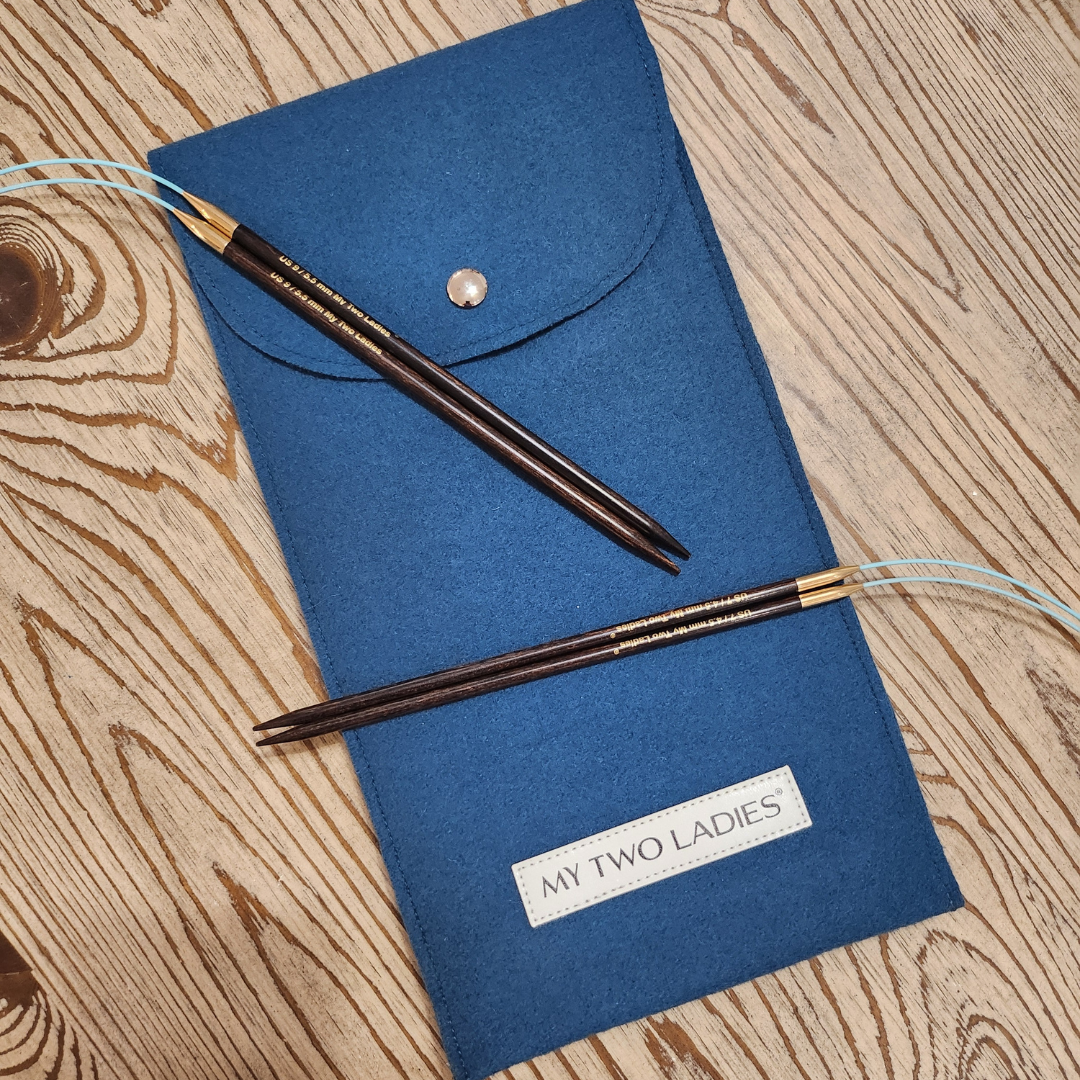 Blue Silk | Duo Set | Adjustable Knitting Needles | w/Case