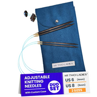 Thumbnail for Blue Silk | Duo Set | Adjustable Knitting Needles | w/custom case