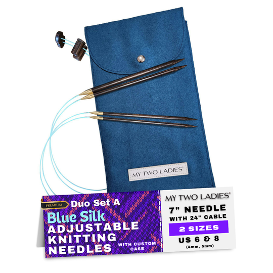 Needles / ボトム/2/コットン/BLU Blue Silk | Duo Set | Adjustable Knitting Needles | w/custom case